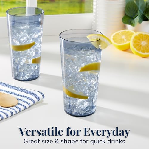 US Acrylic Cafe Plastic Reusable Tumblers (Set of 16) 20-ounce Water Cups in Grey | Value Set of Restaurant Style Drinking Glasses, Stackable, BPA-free, Made in the USA | Top-rack Dishwasher Safe - color: Gray, size: 20 ounces