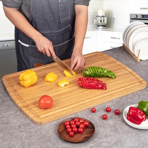 GAOMON 30 x 20 In Extra Large Bamboo Wood Cutting for Kitchen, Large Chopping Board, Stove Top Cover, Protector Board, Butcher Block, Charcuterie Board, Over the Sink Cutting Boards - size: 30"L x 20"W