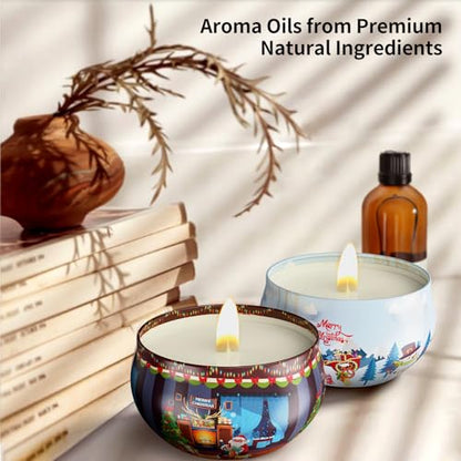 Christmas Candles Gifts for Women, 12 Bulk Scented Candles Set | Home Aromatherapy, Strongly Fragrance, Long Lasting, Portable Travel Tin for Spa Bath Yoga - color: SC04