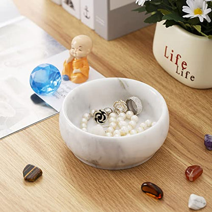 Marble Jewelry Dish - Rings Holder - color: White & Light-grey