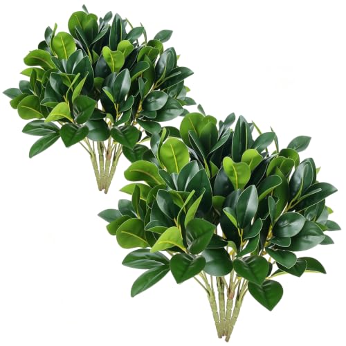 8Pcs Real Touch Evergreen Artificial Greenery Stems Fake Eucalyptus Leaves | UV Resistant, Bendable Stems, Faux Shrub Plant Bundle, for Garden Outdoor Planter, Wedding Yard Office Kitchen Decoration - color: 8pcs Artificial Greenery