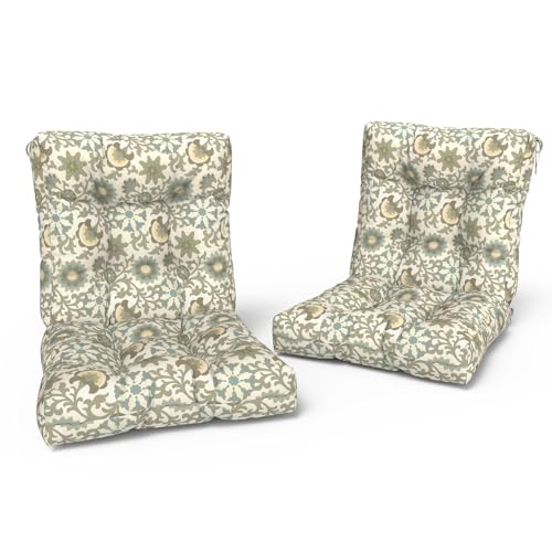 LVTXIII Outdoor Tufted Low Back Cushions, Solid Fluffy Seat and Back Chair Cushion with Ties, Patio Replacement Rocking Chair Cushion for Outdoor Furniture Use, 21 W x 21D, 2 Pack, Floral Symphony - color: Floral Symphony‌, size: 42x21x4