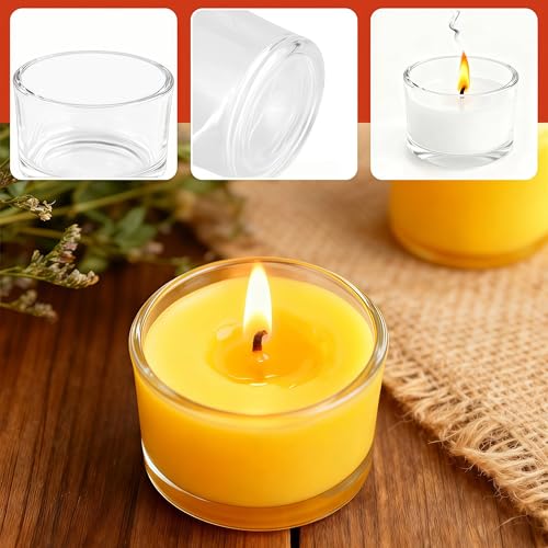 36 Pack Clear Glass Tealight Candle Holders for 1.5" Tealights | 1.8" wide x 1" high size; smooth glow; bulk decor for wedding centerpieces, party tables, romantic dinners & DIY