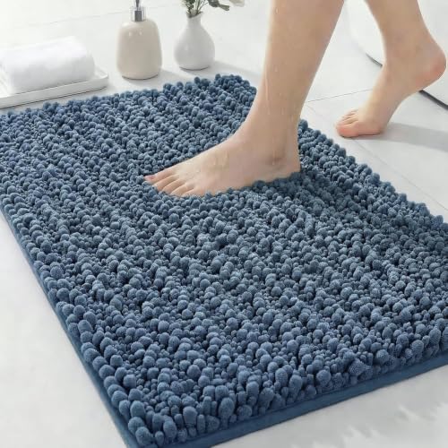ILANGO Bathroom Rugs Light Blue 32x20,Extra Soft Absorbent Chenille Bath Rugs,Thick Non-Slip Shaggy Bath Mat,Machine Washable Quick Dry Bath Mats for Bathroom Floor, Tub, Shower Accessories - color: Light Blue, size: 20"×32" Bathroom Rug