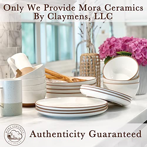 Mora Ceramic Dinner Plates Set of 6, 10 inch Dish Set - Microwave, Oven, and Dishwasher Safe, Scratch Resistant, Modern Rustic Dinnerware- Kitchen Porcelain Serving Dishes - Vanilla White - color: Vanilla White