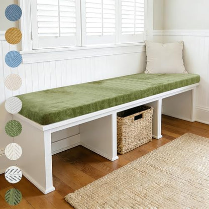 Custom Bay Window Cushion, Jacquard Chenille Window Seat Cushion, Customized Window Sill Seat Cushion, Bench Seating Foam Cushions for Indoor Furniture, Dining Room, Mudroom, Breakfast Nook, Anti-Cat - color: [Cotton Linen] - Light Gray