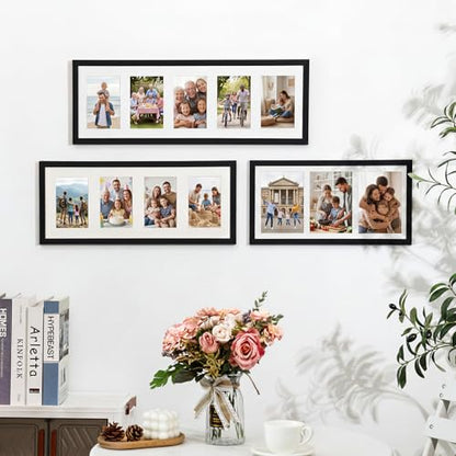 Fixwal 8x20 Collage Picture Frame, Holds Four 4x6 Photos, PVC | Shatter Resistant Plastic Cover, Wall Decor - size: 8x20（4-4x6）