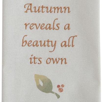 Park Designs Autumn Reveals Dishtowel Set of 2 | 100% Cotton | Embroidered Fall Leaf Quote | Green to Yellow Ombre | Autumn Kitchen Decor Accent - color: Autumn Reveals Dishtowel Set of 2