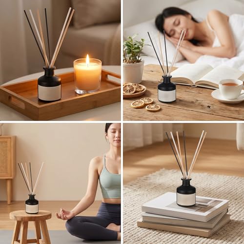 JJUNW 180PCS Rattan Reed Diffuser Sticks, 7.8inch Diffuser Replacement Sticks Wood Reeds for Diffusers Essential Oil Aroma for Home Bathroom Office