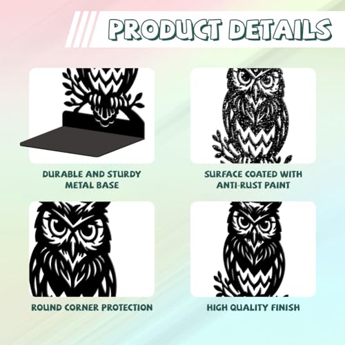 5.3"x4.3"x7.9" Metal Bookends, Heavy Duty Book Ends for Shelves | Owl on Tree Branch Theme Cast Iron Book Supports, 1 Pair Decor Stoppers for Desk, Library, Office & Home Shelves - style: Owl on Tree Branch