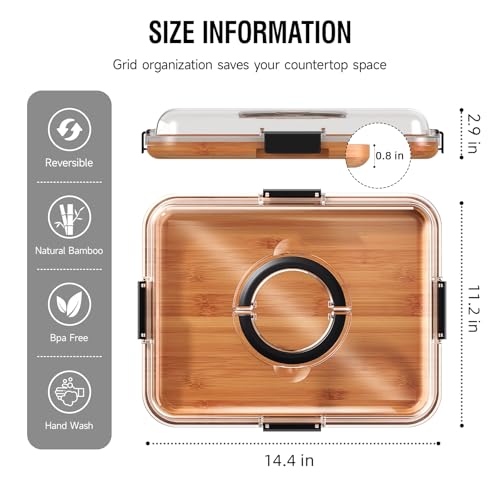Portable Charcuterie Boards with Lid, Cheese, Veggie & Snack Tray | Clear Lid Keeps Food Fresh, Travel Portable Board for Kitchen, Picnic and Party, House Warming Gifts New Home - color: 1 Compartment Black