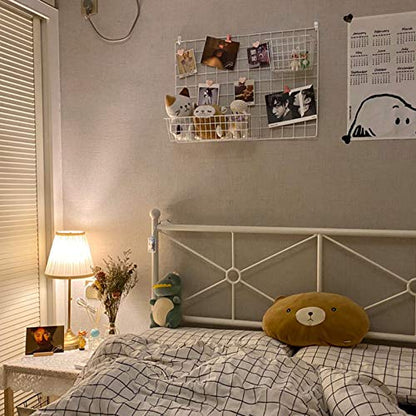2 Pack Large Wall Grid Panels with Light and Clips, Photo Display Board, Picture Frame Collage Board, Wire Grid Wall Panel Room Decoration,White - color: White