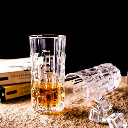 Highball Glasses Set of 6, Water Glasses, Collins Tall Beverage Cups Glassware for Drinks, Water, Beer, Soda, Cocktail 10 OZ - style: Style F