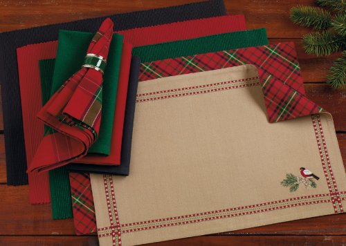 DII Basic Everyday Ribbed Tabletop 100% Cotton, Placemat Set, 13x19, Black, 6 Piece - color: Black, size: 13x19"