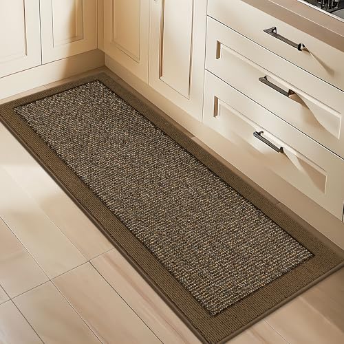 BEQHAUSE Kitchen Runner Rug 24"x60", Non Slip Kitchen Mat Washable, Brown | Kitchen Mats for Floor, Extra Absorbent and Stain Resistant Kitchen Rugs for Laundry, Entryway, Hallway & Sink - color: Brown, size: 24" X 60" (Rectangular)