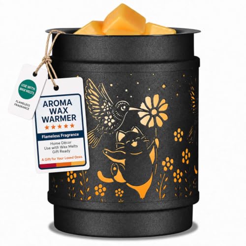mocosa Metal Wax Melt Warmer Electric Candle Fragrance Burner | Oil Burner 2 in 1，Gifts for Women，Mother's Day，for Home Office Bedroom，Hummingbird Decorations - style: Hummingbird + Cat