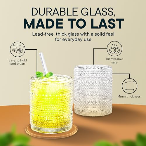 12 Oz Hobnail Drinking Set, Clear | Set of 12 - color: Clear, size: 12 OZ