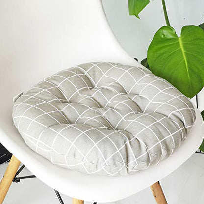 vctops Bohemian Soft Round Chair Pad Garden Patio Home Kitchen Office Seat Cushion Grid Grey Diameter 16" - color: Grid Grey, style: Diameter 16 Inch