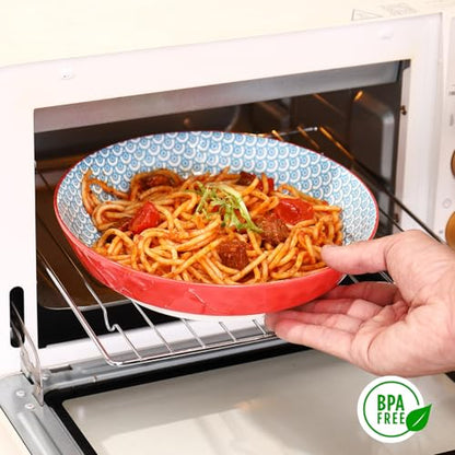 Large Ceramic Pasta Bowls Set of 6, 30 Oz Large Salad Bowls for Kitchen, 8.25 inch Decorative Ceramic Serving Bowl, Pasta Plates, Porcelain Dinner Soup Bowl Set, Microwave&Oven&Dishwasher Safe - size: 30 Oz-8.25"