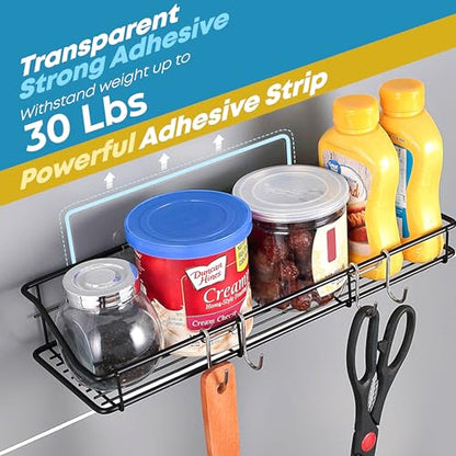 KESOL Adhesive Shower Caddy, Shower Shelf Organizer, SUS304, 2 Pack, Black | Bathroom Organization with Hooks, Stainless Steel shower shelves - color: Black