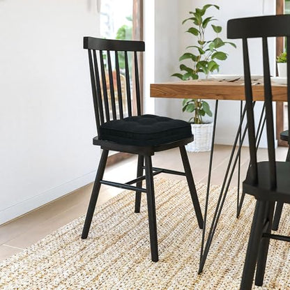 GOFORIT Memory Foam Seat Cushion，Kitchen Chair Cushions for Dining Chairs,Non-Slip Chair Pads with Removable Cover, 16'' x 16'', Black - color: Black