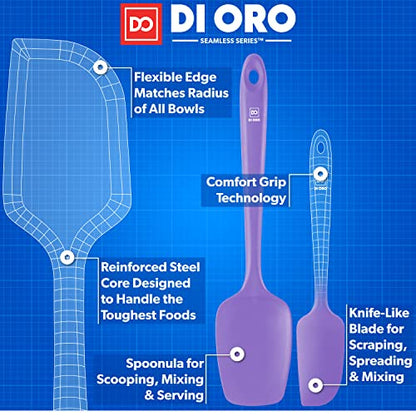 DI ORO Silicone Spatula Set - 600F Heat Resistant, 3-Pc Lavender | Rubber scraper won't scratch nonstick pans; For baking, cooking, mixing, and frosting; BPA-free and dishwasher safe - color: Lavender