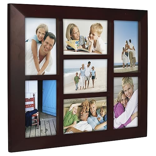 Malden International Designs Berkeley Beveled Edge Wood Collage Picture Frame, 7 Option, 7-4x6, Walnut - color: Walnut, size: 7-Opening