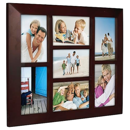 Malden International Designs Berkeley Beveled Edge Wood Collage Picture Frame, 7 Option, 7-4x6, Walnut - color: Walnut, size: 7-Opening