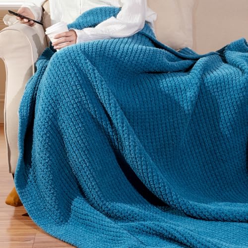 Knit Throw Blanket for Couch, Soft Cozy Fluffy Knitted Blanket for Sofa, Bed, Gift for Women Girls (Twin 60"x80") - size: Twin 60"x80"