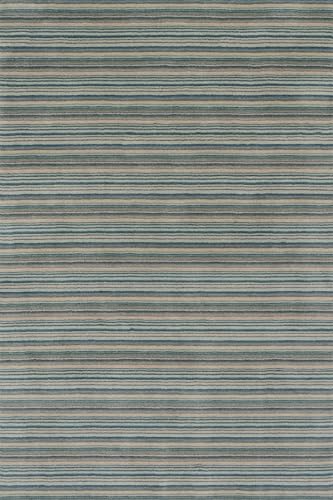 Dash & Albert Brindle Blue Striped Handmade Wool Runner Rug, 2'6"x8' | Stripe Hand Loom Knotted Wool Rug, Runner-2.5' X 6', Striped Pattern - color: Blue, size: 2'6" x 8' (Runner)