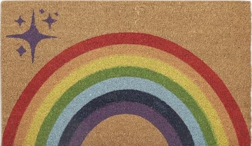 Coir Door Mats 17" X 30", Non-Slip Sturdy, PVC Backed Heavy Duty, Easy to Clean, Ideal for Door Entrance, Patio, Porch, Backyard, Garages, Sparkle of Rainbows - color: Vibgyor