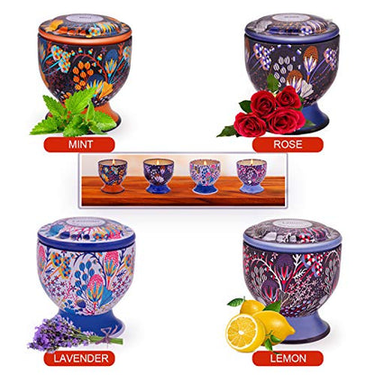 Scented Candles Gift Set for Home Women Soy Wax Aromatherapy Candles, Lavender, Mint, Lemon and Rose Fragranes, 4.0oz, 4 Packs