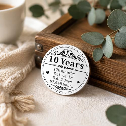 10 Year Anniversary Tin Gifts for Him Her, 10th Anniversary Wedding Gifts | Ten Year Anniversary Coin Gift for Women Men Couple Husband Wife, Halloween Basket Stuffers Christmas Valentine’s Day Gift