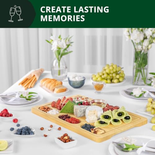 ROYAL CRAFT WOOD Bamboo Cutting Board with Juice Groove - Kitchen Chopping Board for Meat Cheese and Vegetables, Heavy Duty Serving Tray - color: Natural, size: 17.8"L x 12"W