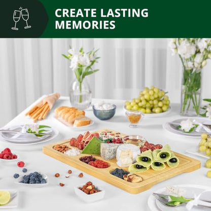 ROYAL CRAFT WOOD Bamboo Cutting Board with Juice Groove - Kitchen Chopping Board for Meat Cheese and Vegetables, Heavy Duty Serving Tray - color: Natural, size: 17.8"L x 12"W