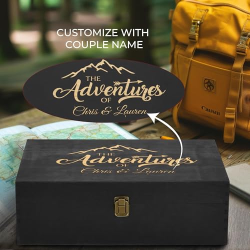 Personalized Wooden Keepsake Box – Custom Engraved Adventure Memory Box for Couples, Travel Souvenirs, Photos & Letters Storage, Wedding Gift for Anniversary & Newlyweds Gift - style: 12. Adventure Box
