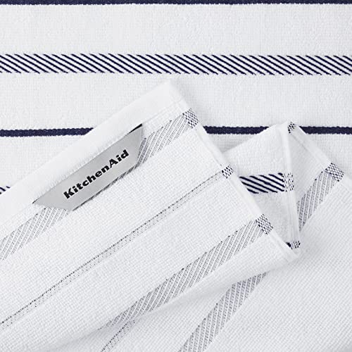 KitchenAid Albany Kitchen Towel 4-Pack Set, Cobalt Blue/White, 16"x26" - color: Cobalt, size: 16"x26"