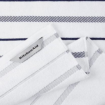KitchenAid Albany Kitchen Towel 4-Pack Set, Cobalt Blue/White, 16"x26" - color: Cobalt, size: 16"x26"