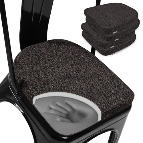 SINOSSO Memory Foam 14" Metal Chair Cushions 4 Pcs, Modern Interwoven Style Magnetic Chair Pads for Dining Kitchen Cafe Bistro Stackable Chair (U-Shape, Dark Brown, 4) - color: Dark Brown