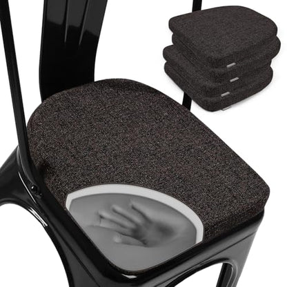 SINOSSO Memory Foam 14" Metal Chair Cushions 4 Pcs, Modern Interwoven Style Magnetic Chair Pads for Dining Kitchen Cafe Bistro Stackable Chair (U-Shape, Dark Brown, 4) - color: Dark Brown