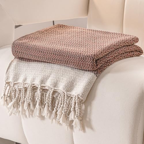 Peshtemania Premium Cotton Boho Blanket |50”x60”| Burnt Orange Fall Throw Blankets for Bed Sofa Couch Outdoor Farmhouse Turkish Throws and Blankets for Sofa Bedroom Picnic Blankets Yoga Blanket - color: Orange