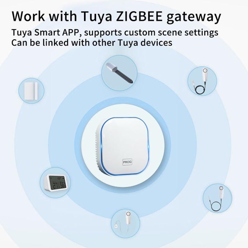 Zigbee Soil Moisture Sensor, Wireless Smart Plant Sensor Leave-in Soil Thermometer, Capacitive Probe, Tuya Zigbee Hub Needed IP66 Moisture/Temperature Meter for Garden Planting
