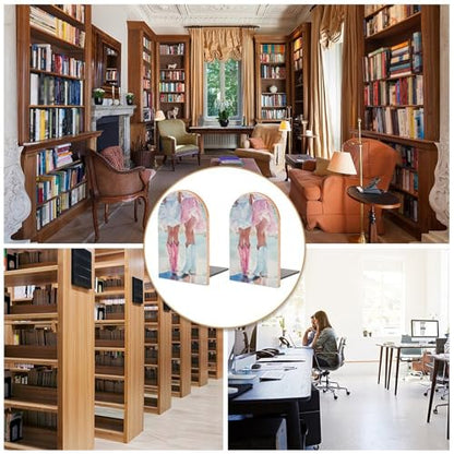 Two Women Dresses with Cowboy Boots Wooden Bookends Shelves 2 PCS Beach Preppy Sturdy Book Holders Desktop Organizer for Home Office Libraries - color: Color-1