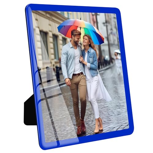 Bluesun 8x10 Picture Frame Blue, Vertical & Horizontal Wall & Tabletop | 8×10 Blue Photo Frame with Tempered Glass & Rounded Corners,Hanging for Family & Friends, Living Room Bedroom Hallway Office - color: Blue, size: 8x10 （1 Pcs）