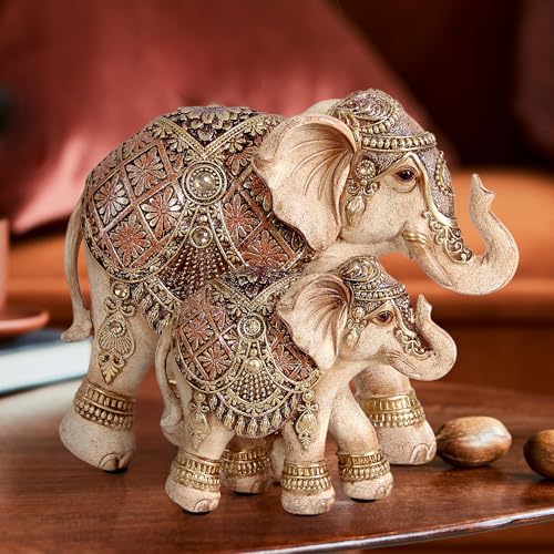 Elephant Statues for Home Decoration, Mom and Baby Elephant Decor for Living Room, Shelf, Good Luck,Family, Elephants Figurine, Gifts for Mother Women Grandma Birthday Holiday Celebrations