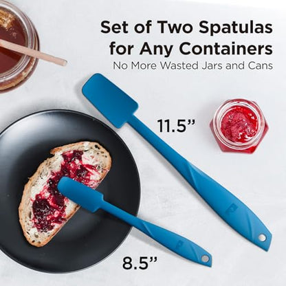 Kitchen Mama WaltzGrip Platinum Silicone Jar & Can Spatula Set, Blue | Heat-Resistant, Dishwasher Safe, Ergonomic Grip, Perfect for Mixing and Scraping, Nonstick Cookware - color: Blue