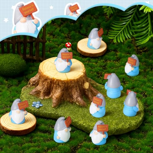 24 Pcs Mini Resin Gnome Figurine Miniature Tiny Fairy Gnomes Figurine Inspirational Appreciation Gnome Statue with Motivational Word for Office Desk Table Employee Family Supplies(Believe in Yourself) - color: Classic, style: Believe in Yourself