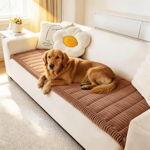 Awjcsv Couch Covers for Dogs Washable, Non Slip Sofa Protector Pet Friendly | Thick, Soft Furniture Cover, Against Pets Hair & Scratch, Fits Leather and Fabric Couches, 27.6" X 70.9" - color: Dark Brown, size: 27.6" X 70.9"