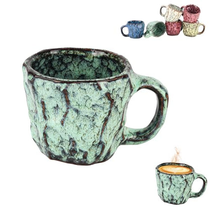 DorkTees 9oz Handmade Reactive Glaze Stoneware Coffee Mug (Cyan) | Handmade reactive glaze stoneware; rustic textured high-fired ceramic. ideal gift choice for coffee lovers daily use - color: Cyan