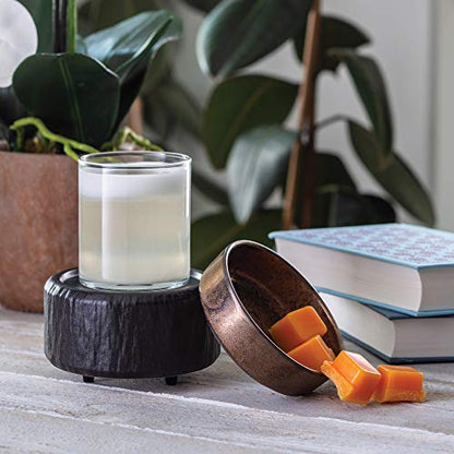 Candle Warmers ETC 2-in-1 Candle and Fragrance Warmer for Warming Scented Candles or Wax Melts and Tarts with to Freshen Room, Primitive Black and Bronze - style: Primitive Black